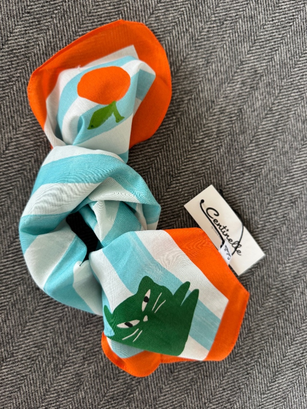 NWT, CENTINELLE, DARLING BANDANA/SCARF IN STRIPES WITH COLORFUL BORDER